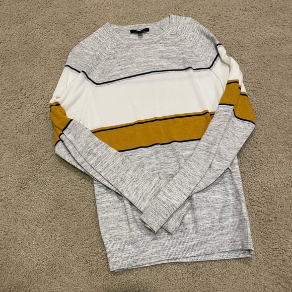 Banana Republic | Men’s Gray and Yellow Striped Sweater | size M | 100% cotton - Picture 2 of 5
